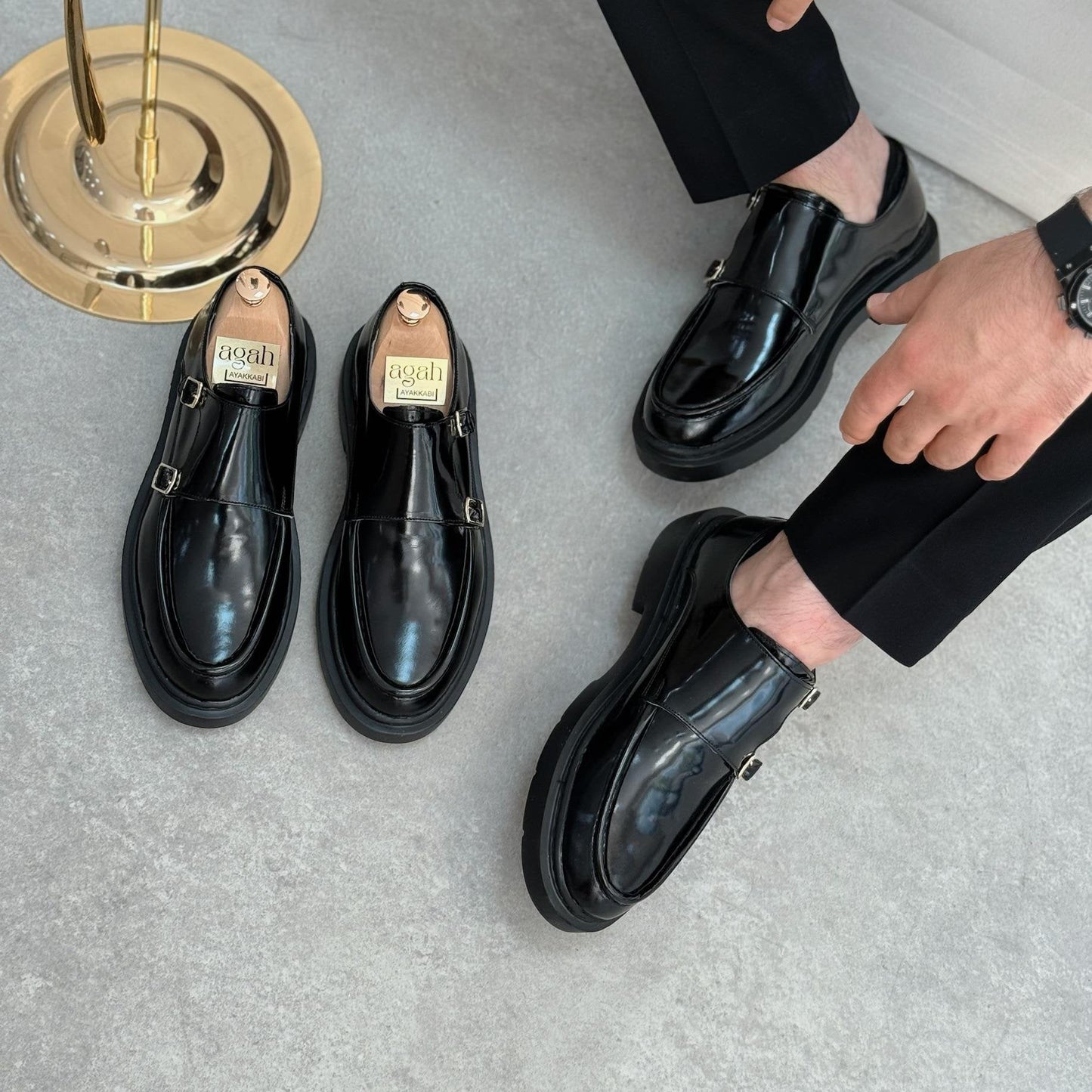 Chaussures Élégantes en Cuir Premium-Double Boucle .