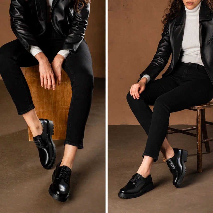 The Renegade Oxford-Chaussures noire à semelle crantée pour Femmes