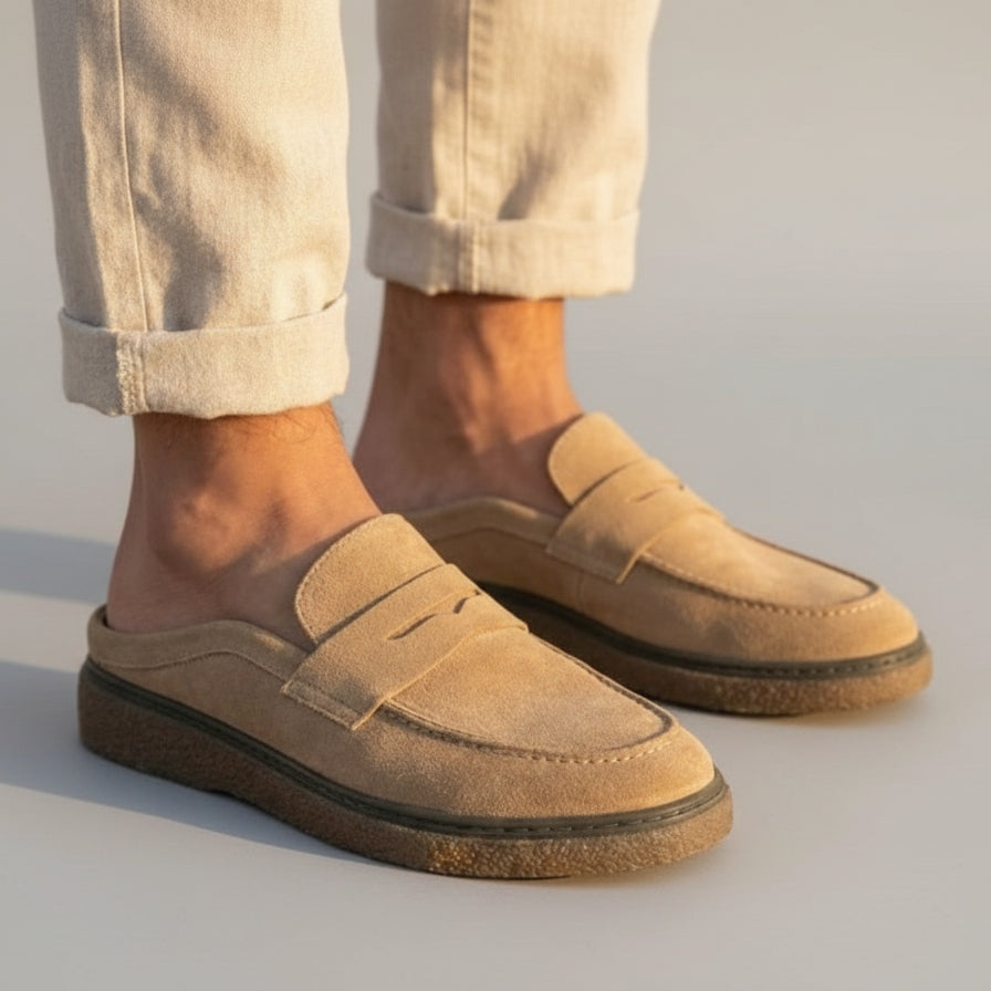 Sabot-Mocassin Médical pour Homme-Biege