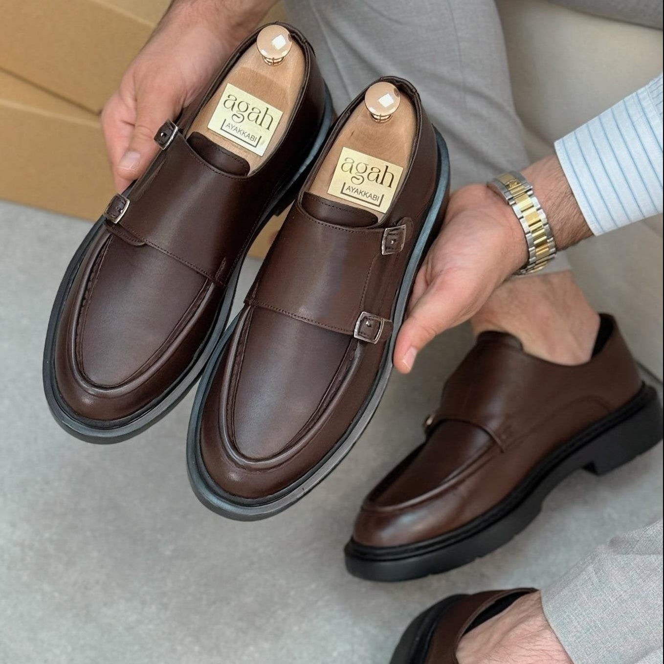 Chaussures Élégantes en Cuir Premium-Double Boucle