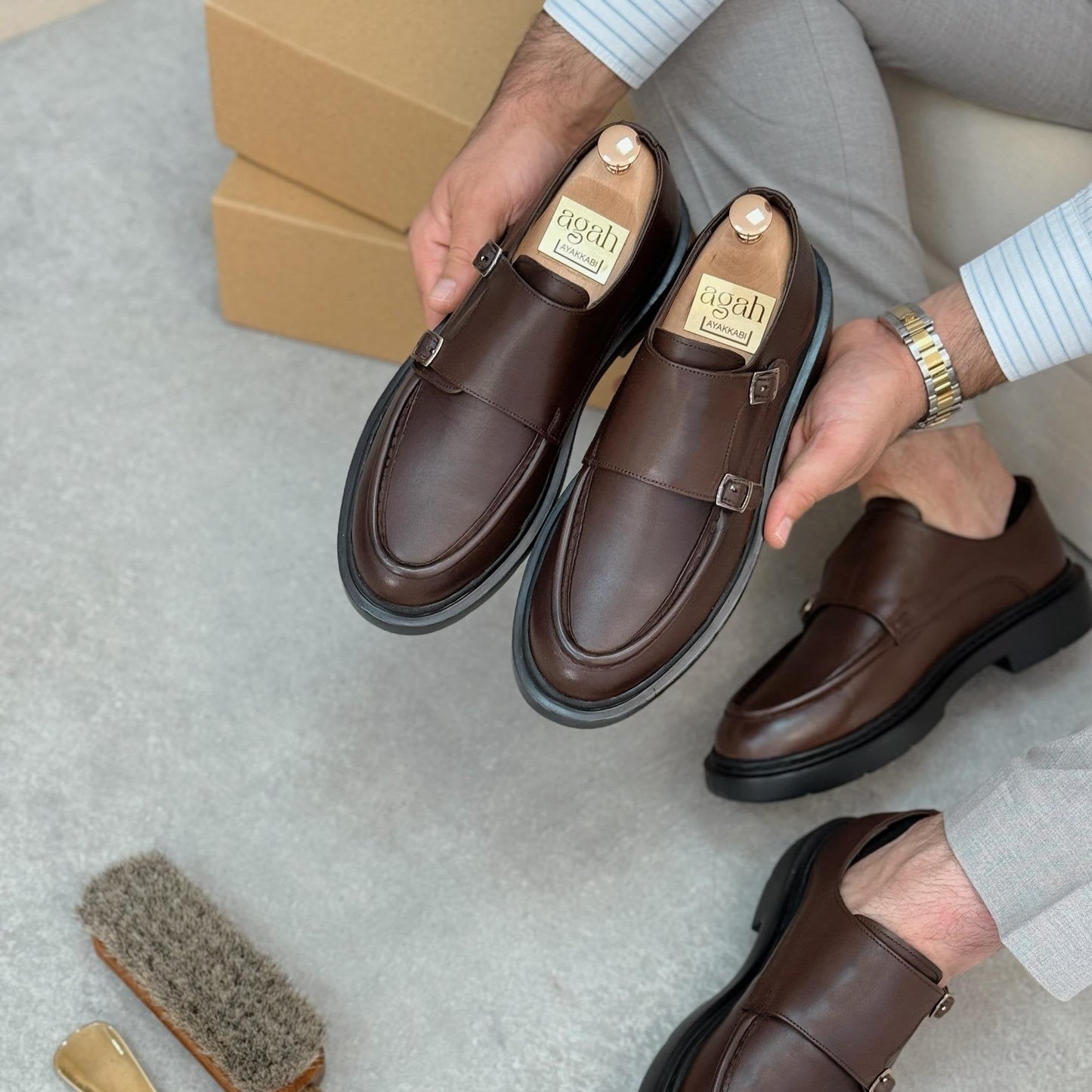 Chaussures Élégantes en Cuir Premium-Double Boucle