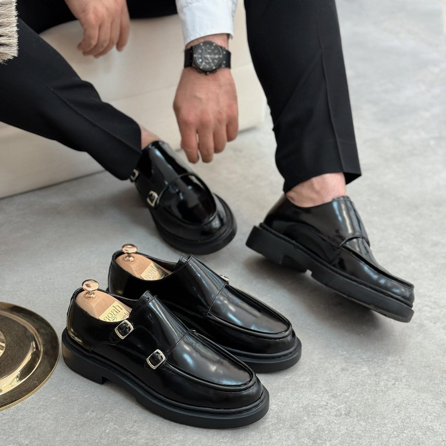 Chaussures Élégantes en Cuir Premium-Double Boucle