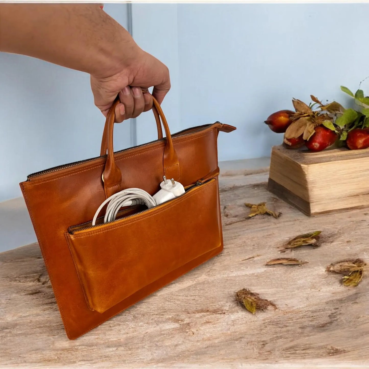 Sacoche en cuir personnalisée pour ordinateur portable